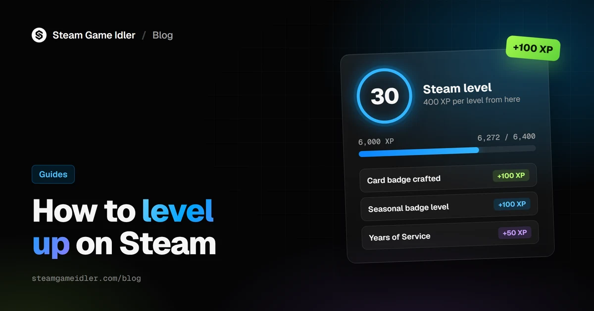 How to level up on Steam, with a level 30 profile ring, an XP progress bar and badges that give XP